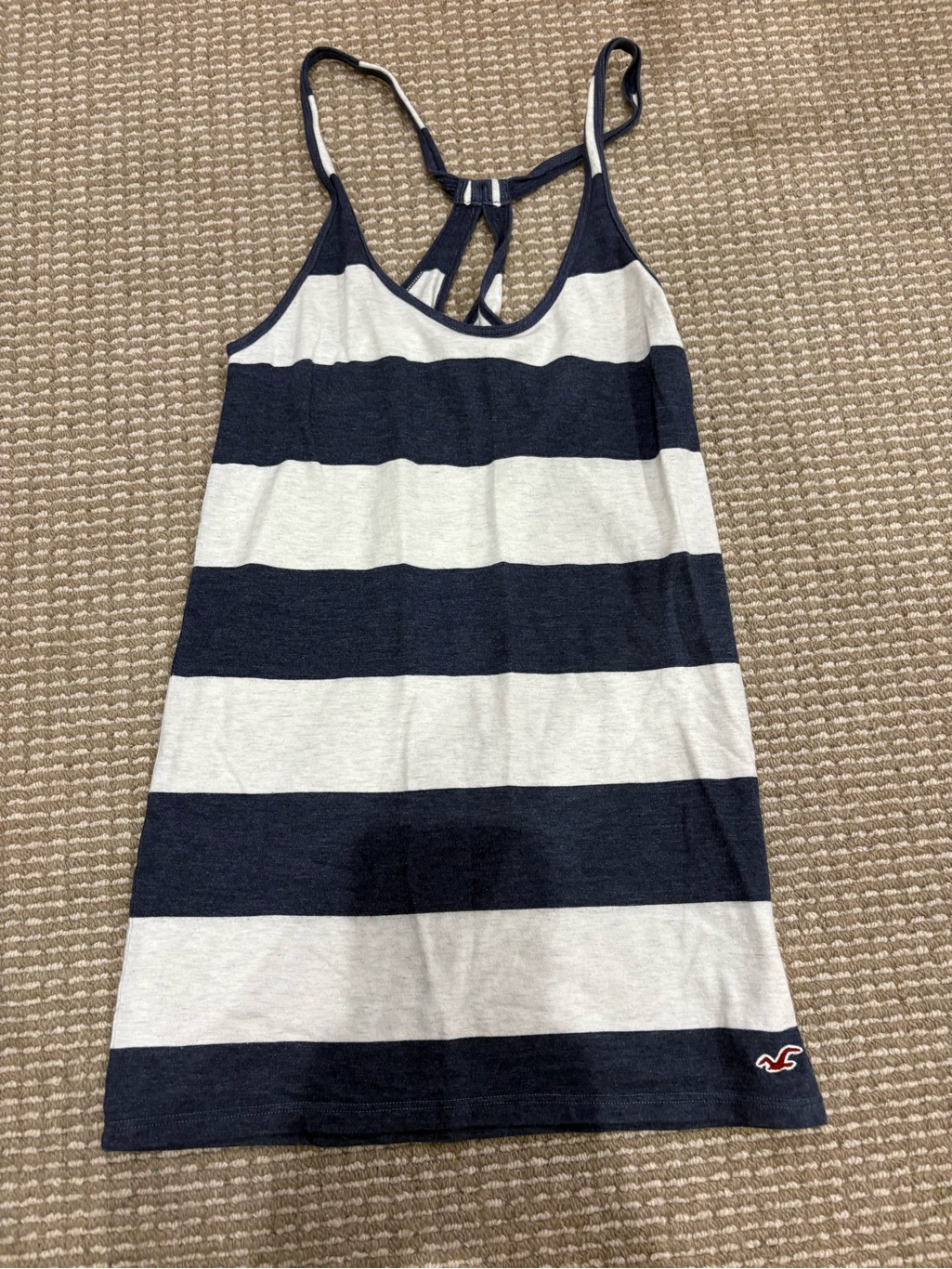 Hollister Navy & White Striped Racerback Tank